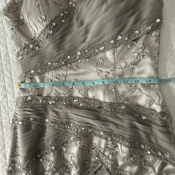 Strapless Embellished Silver Cocktail Dress By JJs House - Picture 10 of 12